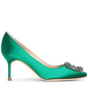 Manolo Blahnik Hangisi Heels Emerald Green Size 39.5